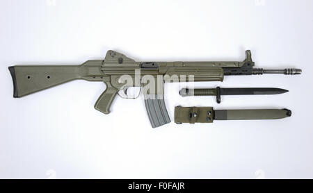 Modern 5.56mm assault rifle Spanish CETME L and bayonet. Stock Photo