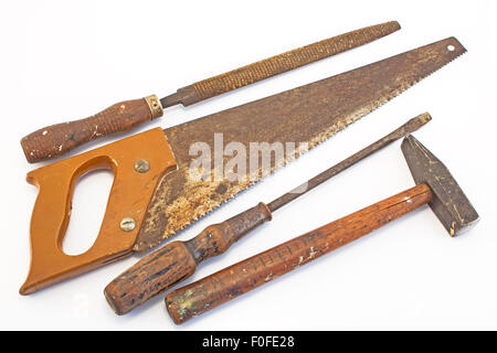 Old tools isolated on white. Stock Photo