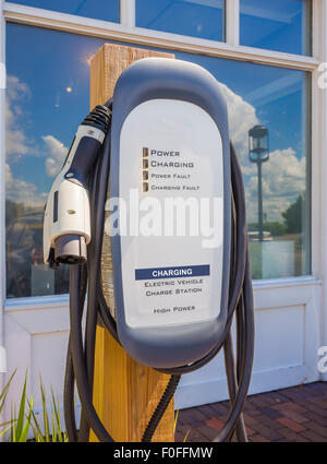 Front view of an electric car charging station. Stock Photo