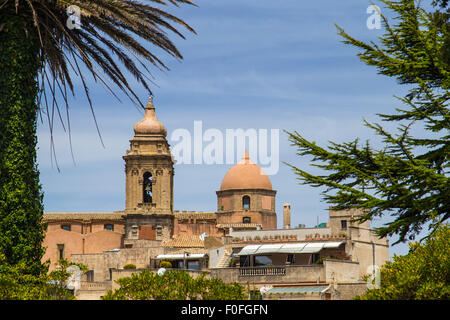 A mid-air view on historical Church of San Giuliano in Erice, Italy Stock Photo