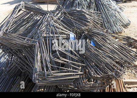 Steel rod bent into squares . Stock Photo