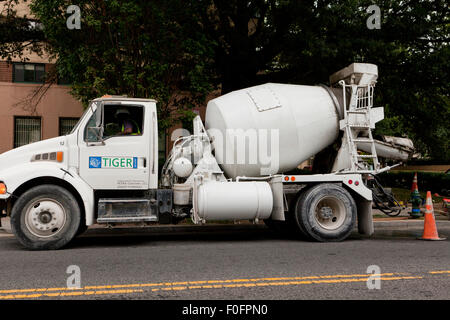 Rear-discharge concrete transport truck - USA Stock Photo