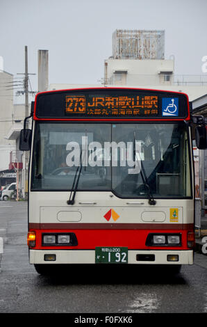 Bus stopping wait people at bus station for go around wakayama city on July 8, 2015 in Wakayama, Japan Stock Photo