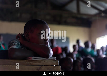 Young students attending class Olesere primary school Rift Valley Kenya Africa Stock Photo