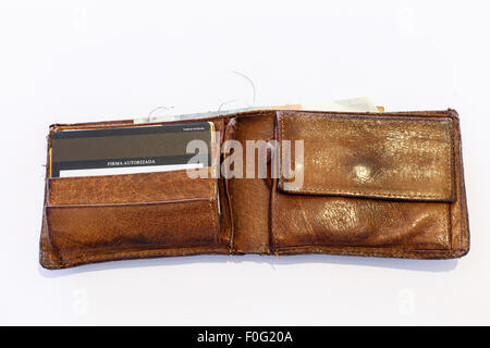 open Purse of leather used Stock Photo