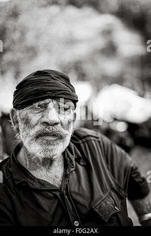 A portrait of  a typical cretan old man Stock Photo