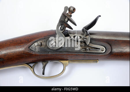 A very rare example of the 1808 Paget Cavalry flintlock carbine as used during the Georgian period and typical of those used at Stock Photo