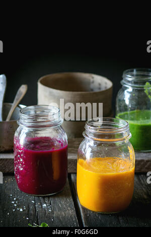 Assortment of vegetable smoothies Stock Photo