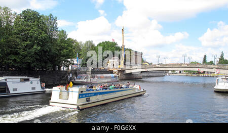 Pleasure boat craft on the Spree river, Berlin, Germany Stock Photo