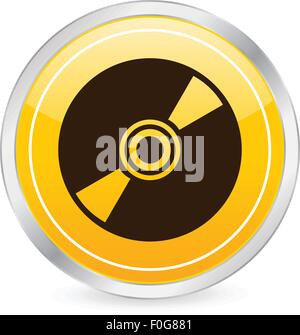 CD yellow circle icon on a white background. Vector illustration. Stock Vector