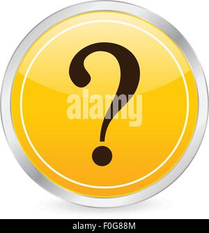 Interrogative mark yellow circle icon on a white background. Vector illustration. Stock Vector