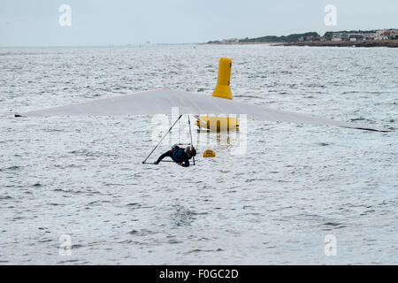 Worthing, UK. 15th Aug, 2015. Kevin Smith [Condor Class]The Worthing International Birdman Festival 2015 Credit:  Stephen Bartholomew/Alamy Live News Stock Photo