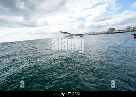 Worthing, UK. 15th Aug, 2015. Kevin Smith [Condor Class]The Worthing International Birdman Festival 2015 Credit:  Stephen Bartholomew/Alamy Live News Stock Photo