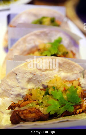 Chicken Tacos in Mexican restaurant Stock Photo