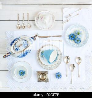 a collection of vintage teaware Stock Photo