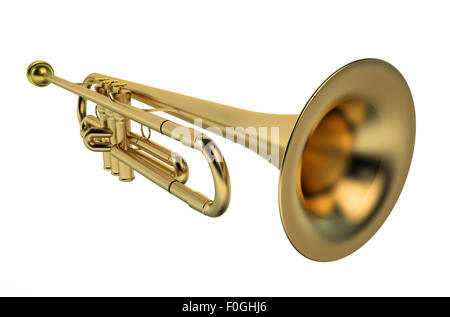 Trumpet closeup isolated on white background Stock Photo