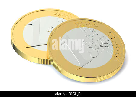 Stack two euro coins on white background Stock Photo - Alamy