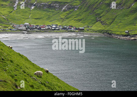 Village of Tjornuvik, Stremoy, Faroe Islands Stock Photo