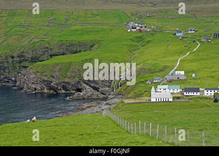 Village of Videreidi (Vi∂erei∂i), Vidoy (Vi∂oy), Faroe Islands Stock Photo