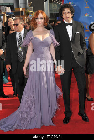 Christina Hendricks and Geoffrey Arend in the audience at the 65th