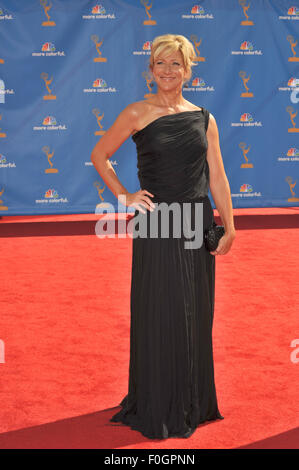 LOS ANGELES, CA - AUGUST 29, 2010: Nurse Jackie star Edie Falco at the 2010 Primetime Emmy Awards at the Nokia Theatre L.A. Live in downtown Los Angeles. Stock Photo