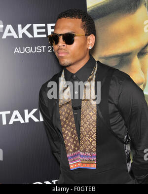 LOS ANGELES, CA - AUGUST 4, 2010: Chris Brown at the world premiere of his new movie 'Takers' at the Cinerama Dome, Hollywood. Stock Photo