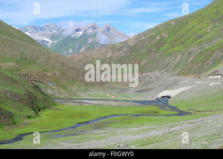 Kashmir Valley and Himalayas Mountains Colorful view Himalayan mountain range Kashmir Sonamarg India Stock Photo