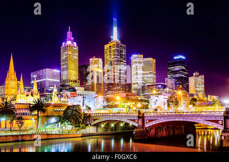 Federation Square, Melbourne at night Stock Photo