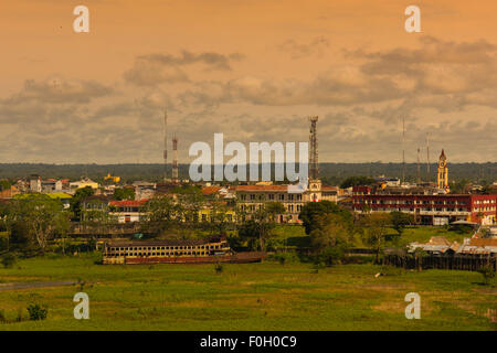 Iquitos from the air 'The Boulevard' on the River Amazon Stock Photo