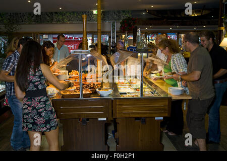 diners at restaurant buffet, Stock Photo