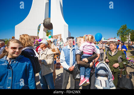 Dobrush (Gomel region), BELARUS - MAY 9, 2014: Unidentified people during the celebration of Victory Day. Stock Photo