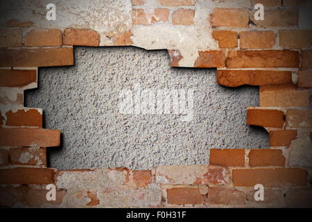 mortar texture in a cracked brick wall Stock Photo