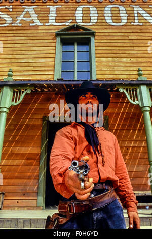 Cowboys at Texas Hollywood/Fort Bravo western-styled theme park.  Almeria. Spain Stock Photo