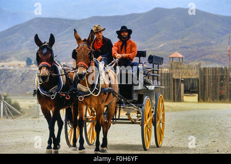 Cowboys at Texas Hollywood/Fort Bravo western-styled theme park.  Almeria. Spain Stock Photo