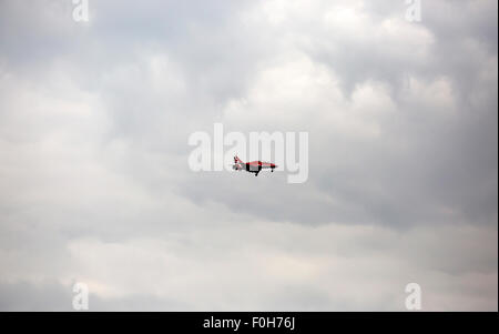 Biggin Hill, UK.16th August, 2015. The red arrows land at Biggin Hill Airport prior to their display in Eastbourne. Credit:  Keith Larby/Alamy Live News Stock Photo