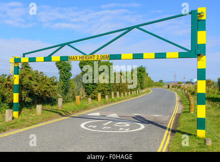 2.06m Maximum height barrier at the entrance to a car park in England, UK. Road height restriction barrier. Stock Photo