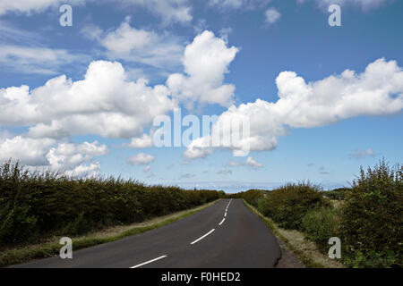 road empty of traffic, close to the Northumberland Coast near Craster Stock Photo