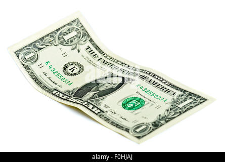 crumpled one dollar on a white background Stock Photo