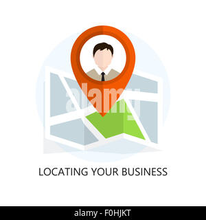 Flat Colored Location Icon. Locating Your Business. Stock Photo