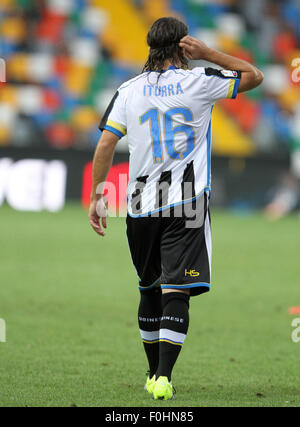 Udine, Italy. 16th August, 2015. Udinese's midfielder Manuel Iturra during the Tim Cup 2015-16 football match Udinese Calcio v Novara Calcio on 16th August, 2015 at Friuli Stadium in Udine, Italy. Credit:  Andrea Spinelli/Alamy Live News Stock Photo