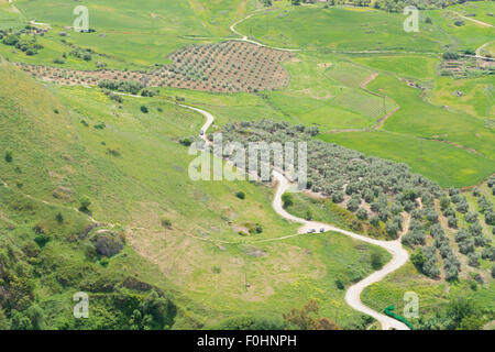 The View of El Tajo from Alameda Del Tajo and Calle Virgen de la Paz in Ronda in Andalusia, Spain Stock Photo