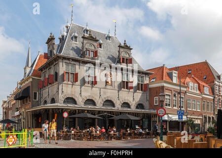 17th Century building, called De Hoornse Waag, now a restaurant,  Roode Steen, Hoorn, North Holland, The Netherlands. Stock Photo