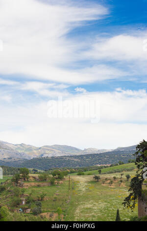 The View of El Tajo from Alameda Del Tajo and Calle Virgen de la Paz in Ronda in Andalusia, Spain Stock Photo