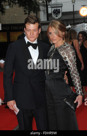 London,UK,11 August 2015,Ed Speleers Jimmy Kent & Asia Macey attends BAFTA tribute special award ceremony for ITV's Downton Abbey at Richmond Theatre for special tribute program called 'Bafta Celebrates Downton Abbey' to be broadcast later year. Stock Photo