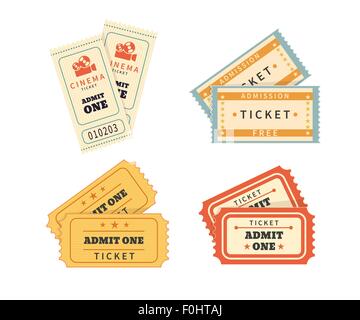 Retro double  tickets set Stock Vector