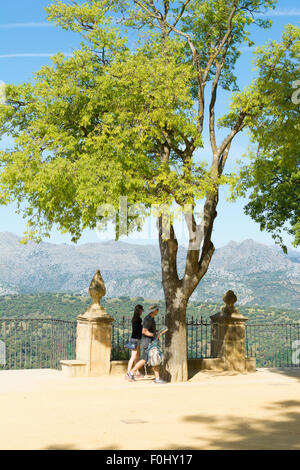 The View of El Tajo from Alameda Del Tajo and Calle Virgen de la Paz in Ronda in Andalusia, Spain Stock Photo