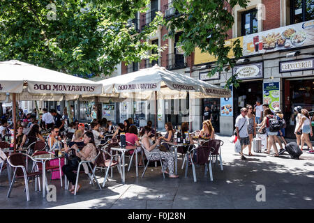 Madrid Spain,Hispanic Plaza de Atocha,Cerveceria 100 Montaditos,restaurant restaurants food dining cafe cafes,brewery,sandwich shop,al fresco sidewalk Stock Photo
