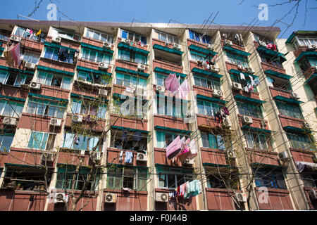 Shanghai Apartment blocks and balcony's, 7 April 2013. Stock Photo