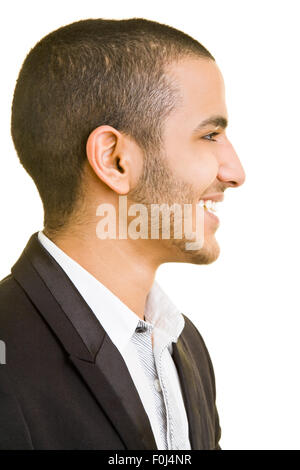 Side view of happy young business man Stock Photo