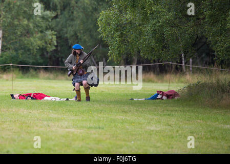 French military soldiers during an  18th Century Jacobite era re-enactment  display at Cannock Chase Visitor Centre uk Stock Photo